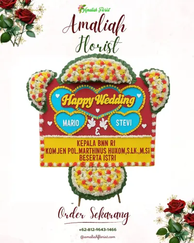 Karangan Papan Bunga Pernikahan di Pende